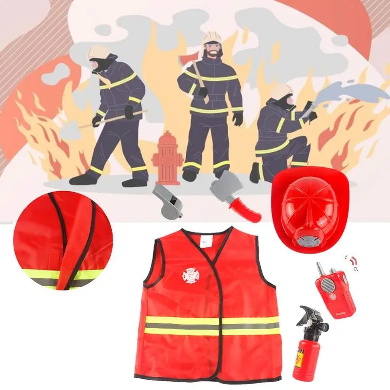 Детский костюм пожарного для ролевых игр, удобный костюм пожарного для детей, костюм для косплея Пожарного для мальчиков и девочек, костюм для ролевых игр 3