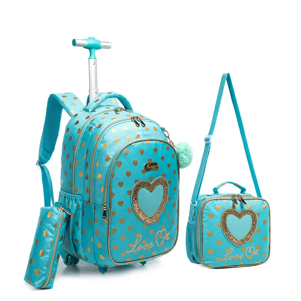 Детский школьный рюкзак на колесиках, сумка, школьный рюкзак на колесиках для девочек, сумка на колесиках, Детские дорожные сумки для багажа, тележки 0