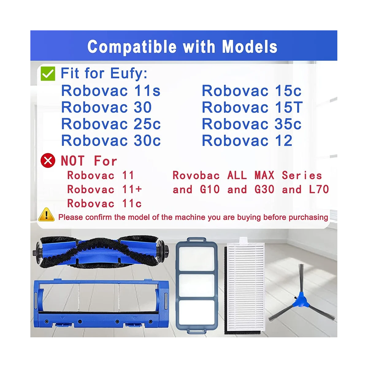 Для Hepa-фильтров RoboVac 11S, 15T, 30, 30C, 15C, 12, 25C, 35C с основной боковой щеткой для робота-пылесоса 4