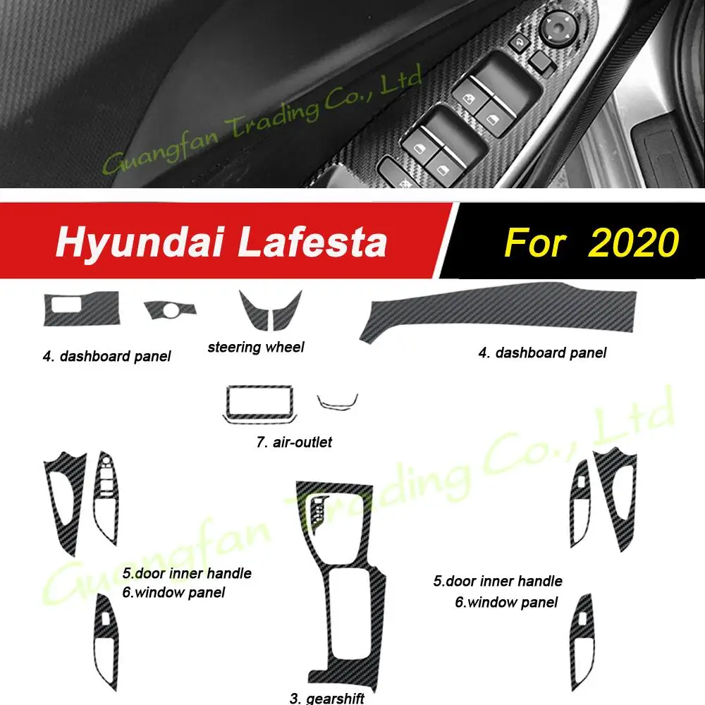 Для Hyundai Lafesta 2019-2020, Автомобильный стайлинг, 3D/5D, Карбоновое волокно, Центральная консоль для салона автомобиля, Цветные наклейки для литья, Аксессуары 5