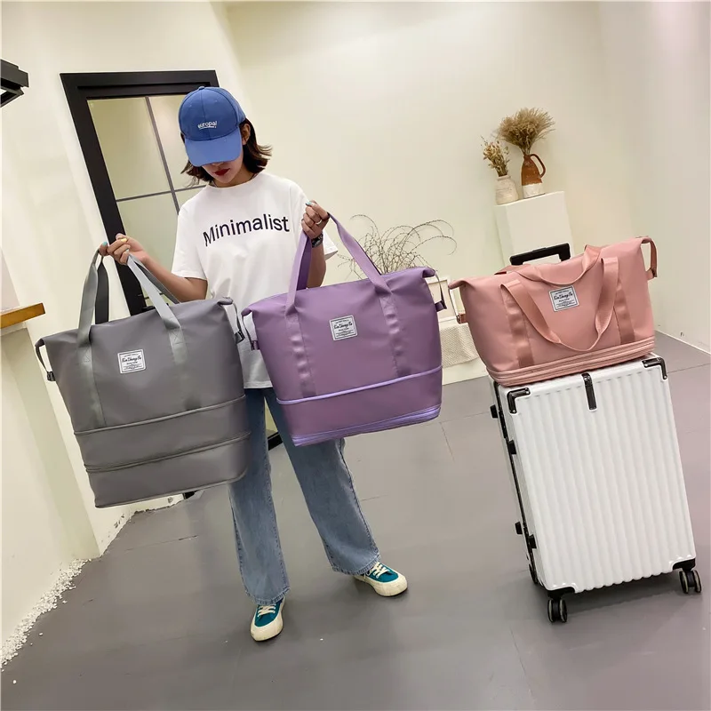 Женские Складные Дорожные сумки, Двухслойная сумка для хранения из водонепроницаемой ткани Оксфорд для беременных, Спортивный багаж, сумки для фитнеса 4