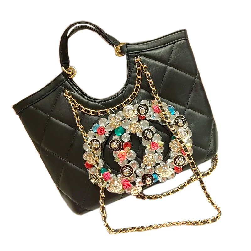 Женские сумки-тоут из мягкой кожи, Дизайнерская роскошная сумка с бриллиантами, женская сумка-мессенджер на цепочке, Bolsas De Mujer 2