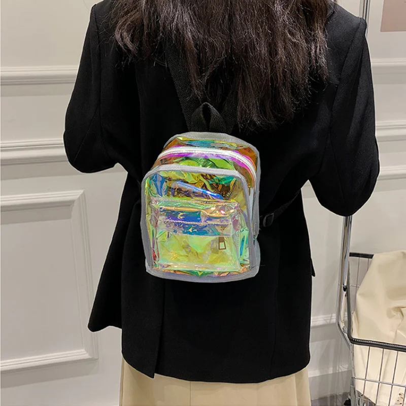 Женский рюкзак из ПВХ, Прозрачная сумка, студенческие сумки для книг, Прозрачный повседневный дорожный рюкзак, рюкзак на два плеча, Уличная одежда 2