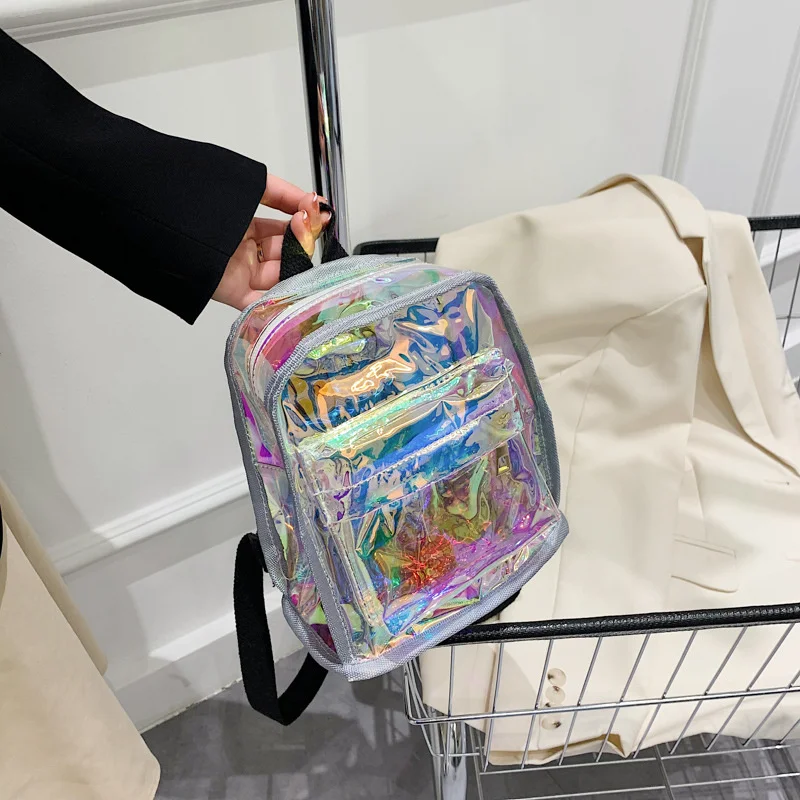 Женский рюкзак из ПВХ, Прозрачная сумка, студенческие сумки для книг, Прозрачный повседневный дорожный рюкзак, рюкзак на два плеча, Уличная одежда 4