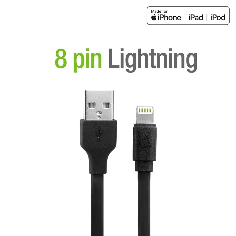 Защищающий от спутывания плоский кабель для передачи данных Lightning для iPhone 13/12/11/X/8/7/6/5 Серии iPad/Airpods/iPod Series 3