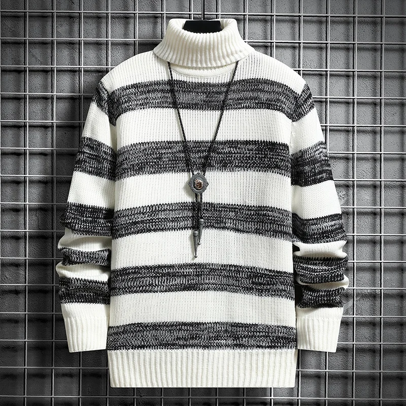 Зимний Мужской свитер с высоким воротом 2021, утепленный трикотаж, Повседневный пуловер, топы 0