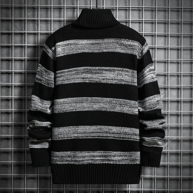 Зимний Мужской свитер с высоким воротом 2021, утепленный трикотаж, Повседневный пуловер, топы 2