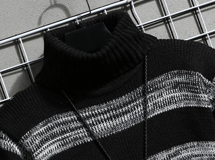 Зимний Мужской свитер с высоким воротом 2021, утепленный трикотаж, Повседневный пуловер, топы 5