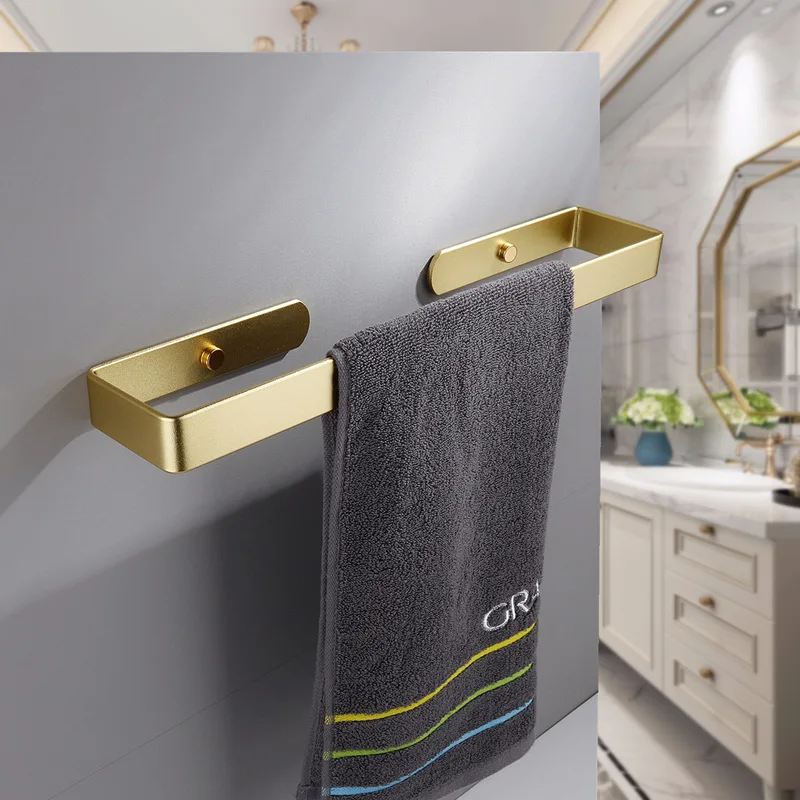 Золотая космическая алюминиевая вешалка для полотенец золотая кухонная вешалка для бумажных полотенец, полотенцесушитель, настенный металлический крючок для одежды в ванной комнате, аксессуары для ванны 2