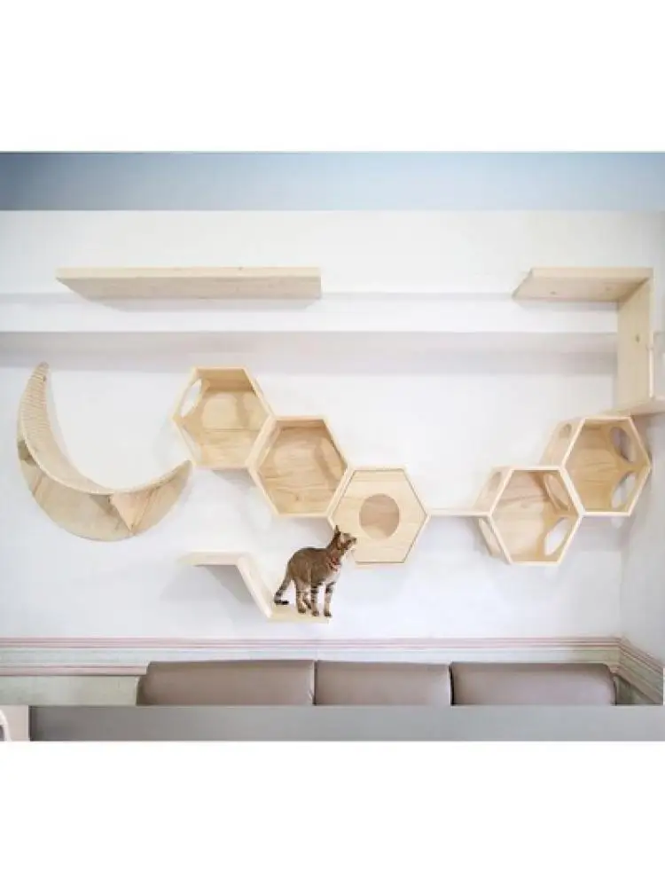 Игрушка для кошек из массива дерева, настенная платформа для прыжков с кошкой, устойчивая когтеточка 1