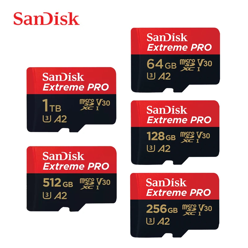 Карта памяти SanDisk 512 ГБ Micro SD Карта SDXC UHS-I 128 ГБ 256 ГБ 64 ГБ U3 C10 V30 A2 4K Extreme PRO TF Адаптер флэш-карты для DJI 0