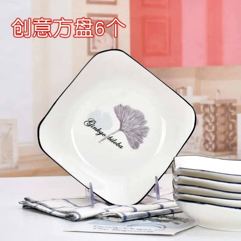 Керамическая тарелка неправильной квадратной формы, 6 европейских креативных блюд, большой керамический диск для дома 1