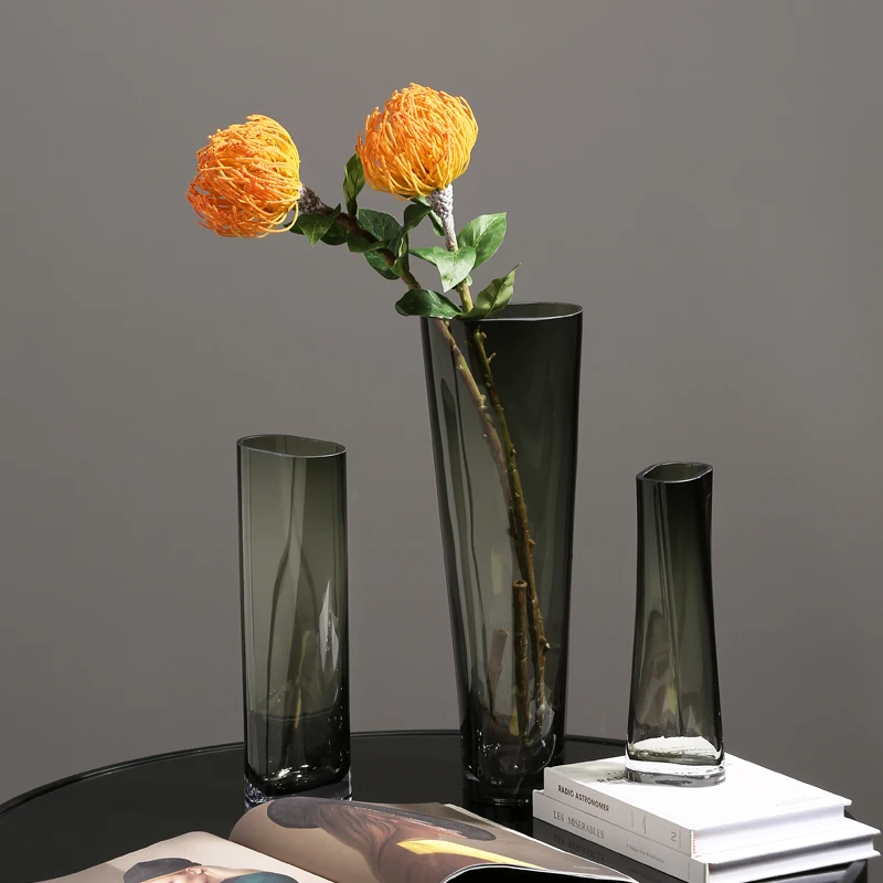 Китайская креативная современная ваза Продвинутый минималистский офисный эстетический дизайн хрустальной вазы Nordic Glass Deco Maison Room Decorator 0