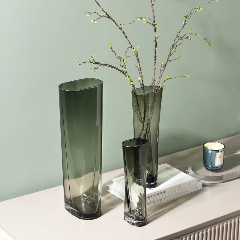 Китайская креативная современная ваза Продвинутый минималистский офисный эстетический дизайн хрустальной вазы Nordic Glass Deco Maison Room Decorator 3