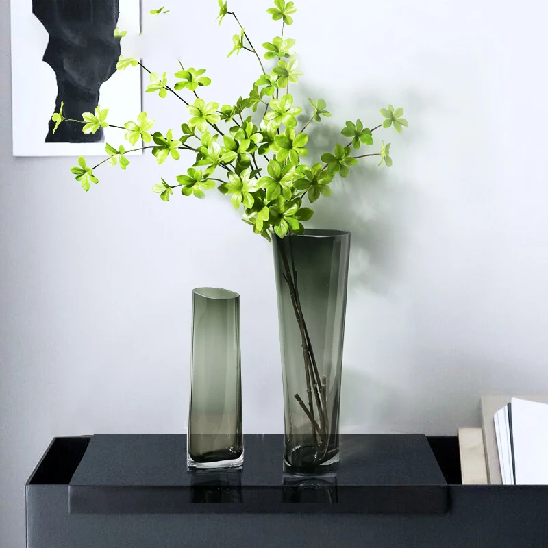 Китайская креативная современная ваза Продвинутый минималистский офисный эстетический дизайн хрустальной вазы Nordic Glass Deco Maison Room Decorator 4