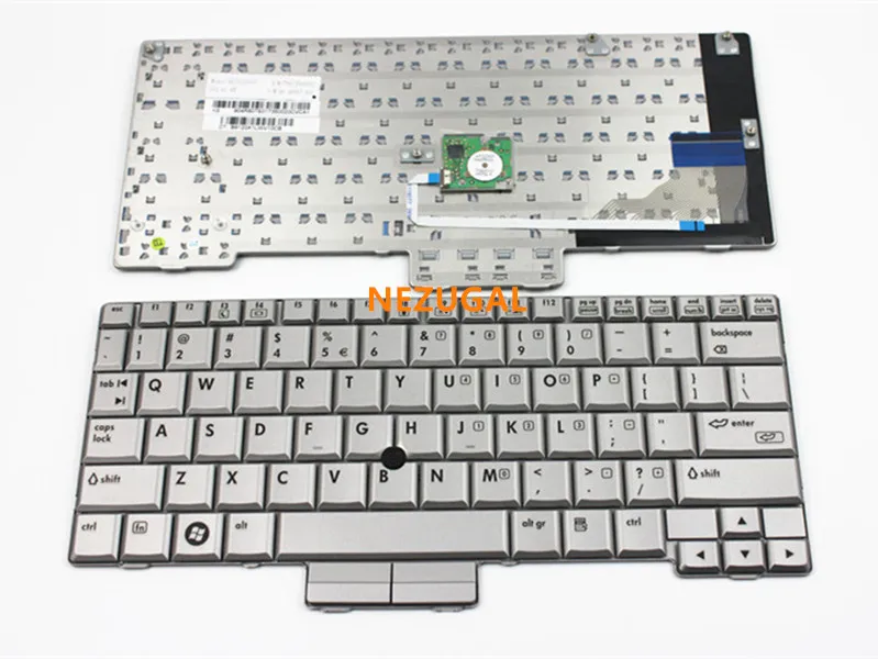Клавиатура для ноутбука HP Compaq 2710 2710P EliteBook 2730 2730P Новая клавиатура английской раскладки Teclado серебристого цвета с указателем 0