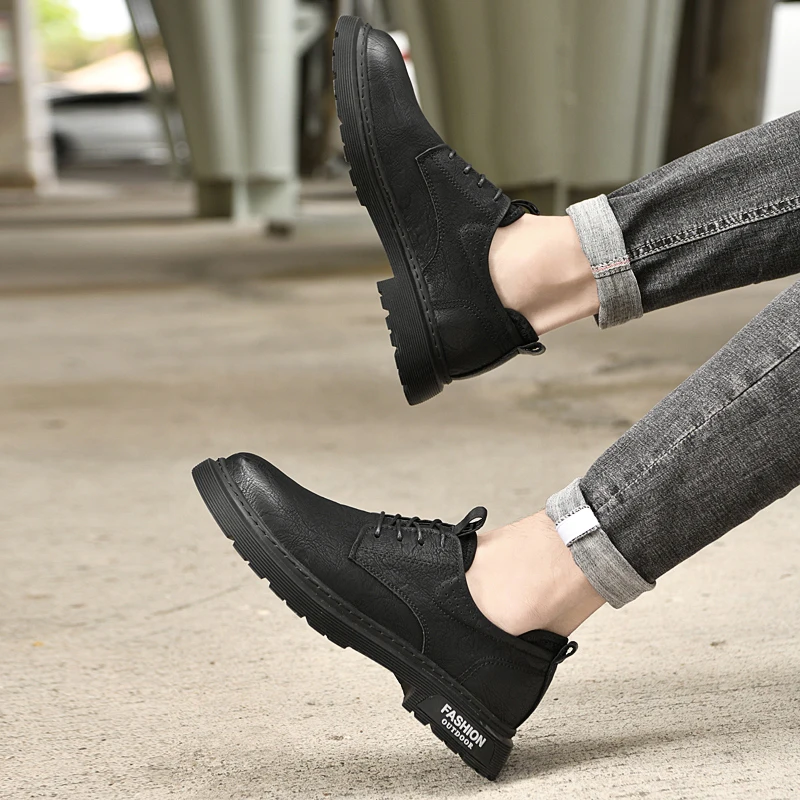 Кожаная обувь для мужчин, Новинка 2023 года, Высококачественная классическая черно-коричневая обувь в стиле Дерби, Мужская Молодежная Приятная Повседневная обувь для улицы, мужская 5