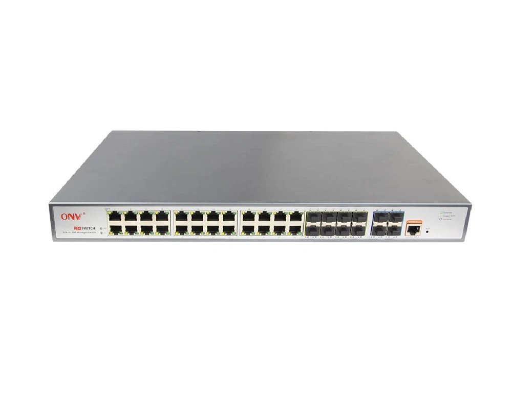 Коммутатор безопасности 10G L2 +, управляемый коммутатор агрегации Ethernet, гигабитный коммутатор с 24 портами RJ45 и 8 портами SFP и 4 * 1/10G SFP 0