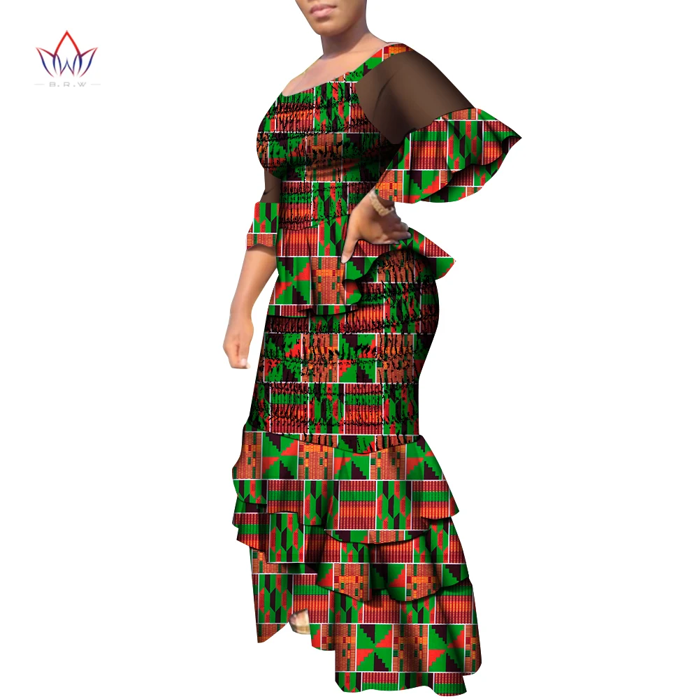 Комплект из эластичной юбки в африканском стиле для женщин, комплект из 2 предметов, женские топы с коротким рукавом и комплект из юбки с африканским принтом, многослойный Wy9244 1