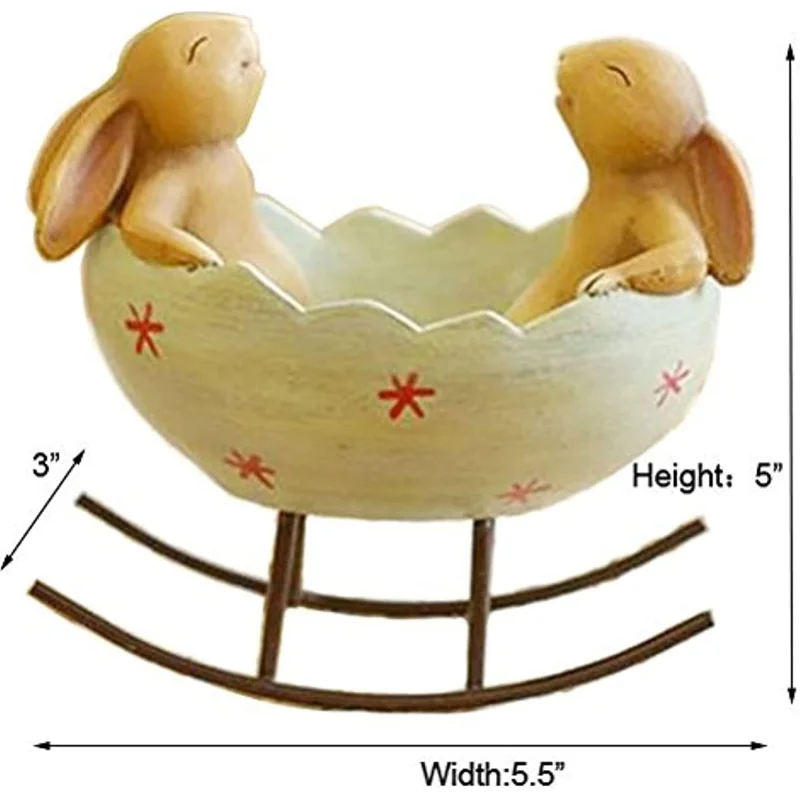 Кролики-качалки, колыбель для пасхального яйца, Весеннее Пасхальное украшение, Винтажные деревенские кролики, Статуэтка кролика 5