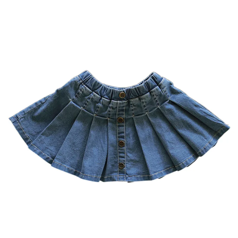 Летняя Корейская детская одежда 2023 года, Модная джинсовая юбка в складку на пуговицах для детей и девочек, джинсы для маленьких девочек, синие джинсы 5