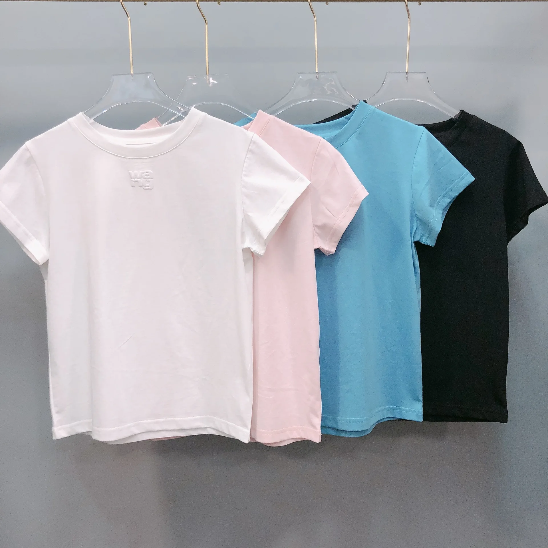 Летняя индивидуальность, однотонный универсальный топ с буквенным принтом, круглый вырез, хлопковая футболка с коротким рукавом для женщин, футболки 1