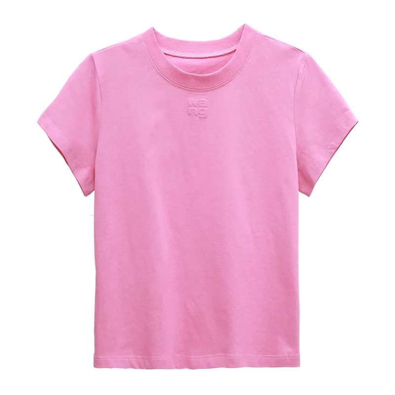 Летняя индивидуальность, однотонный универсальный топ с буквенным принтом, круглый вырез, хлопковая футболка с коротким рукавом для женщин, футболки 3