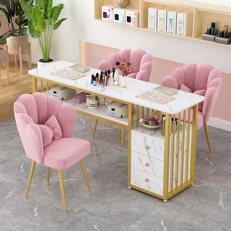 Маникюрный стол и стул в скандинавском стиле, Салонная мебель, Современный минималистичный Одноместный Двойной Маникюрный стол, Профессиональный маникюрный стол U 0
