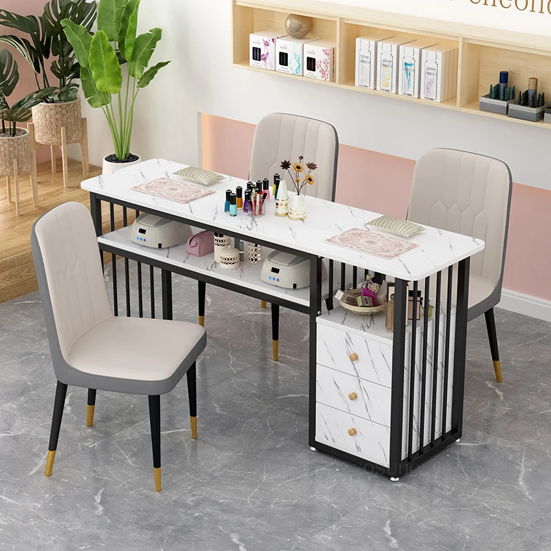 Маникюрный стол и стул в скандинавском стиле, Салонная мебель, Современный минималистичный Одноместный Двойной Маникюрный стол, Профессиональный маникюрный стол U 2