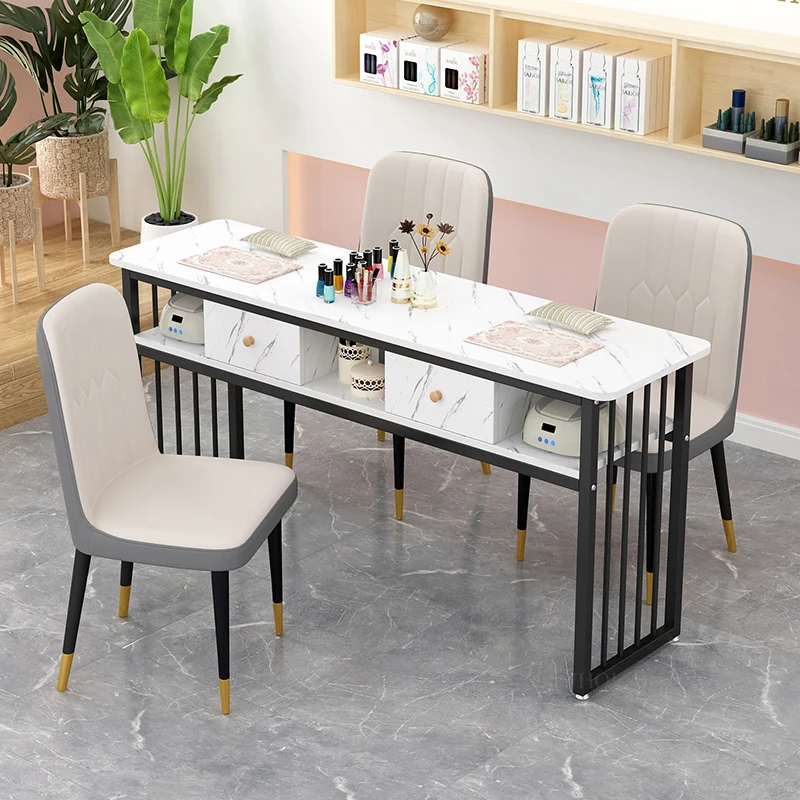 Маникюрный стол и стул в скандинавском стиле, Салонная мебель, Современный минималистичный Одноместный Двойной Маникюрный стол, Профессиональный маникюрный стол U 4