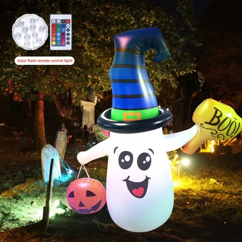 Милый Призрак, несущий тыкву, Надувное украшение на Хэллоуин, Светящиеся игрушки-неваляшки для детей, Декор для дома с привидениями в саду на открытом воздухе 2
