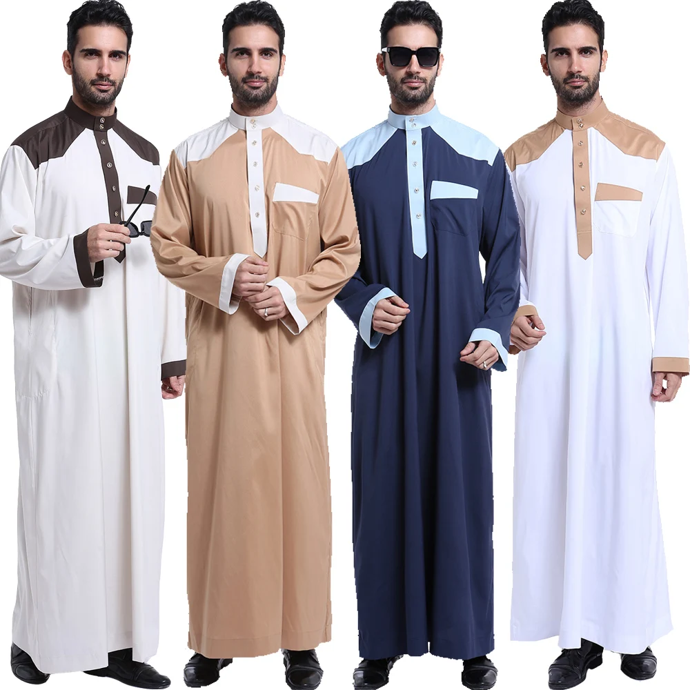 Мусульманская Исламская одежда Мужчины Джубба Тобе Длинный Халат Саудовский мусульманин Рамадан Одежда Абайя Кафтан Джалабия Дубай Арабское Платье Традиционное 0