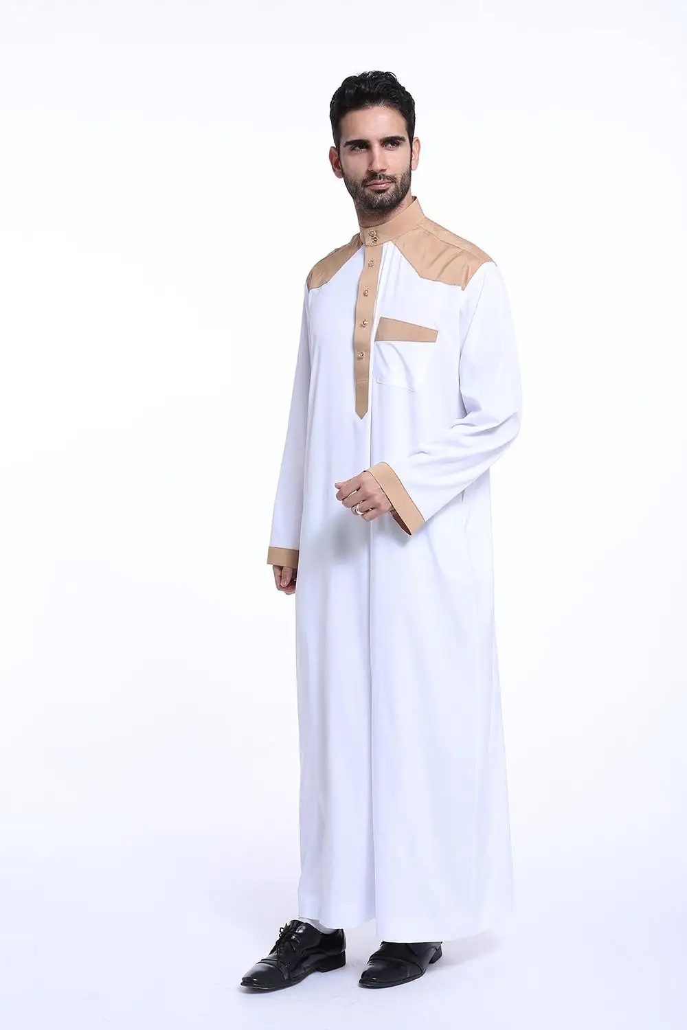 Мусульманская Исламская одежда Мужчины Джубба Тобе Длинный Халат Саудовский мусульманин Рамадан Одежда Абайя Кафтан Джалабия Дубай Арабское Платье Традиционное 3