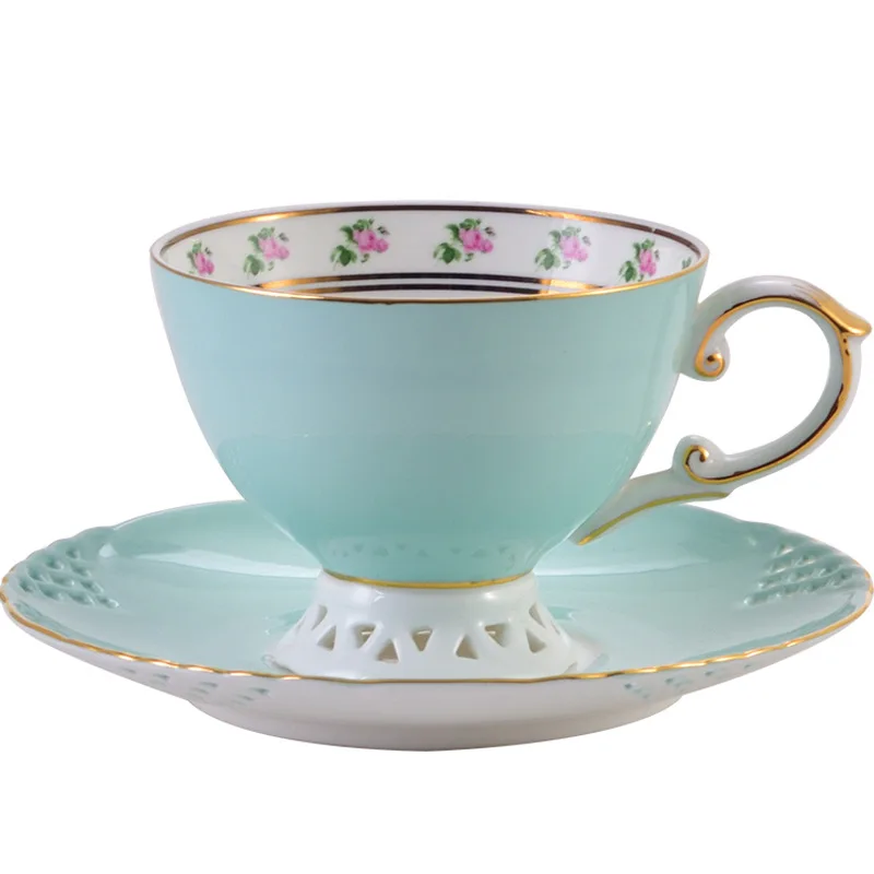 Набор кофейных чашек и тарелок, Легкая керамика, Роскошный костяной фарфор, Чайная чашка и тарелка в скандинавском британском стиле 4