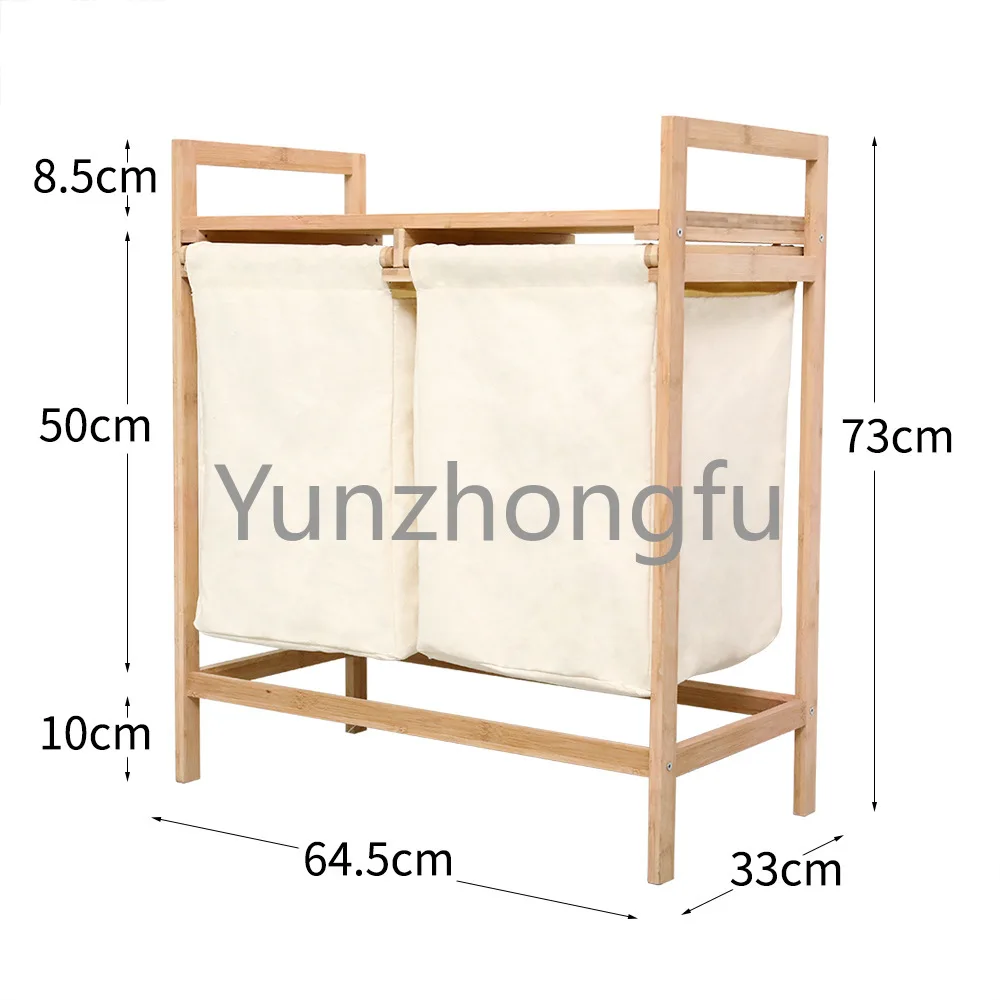 Необходимая в хозяйстве многофункциональная бамбуковая корзина для белья, корзина для белья с двумя отделениями для хранения 5