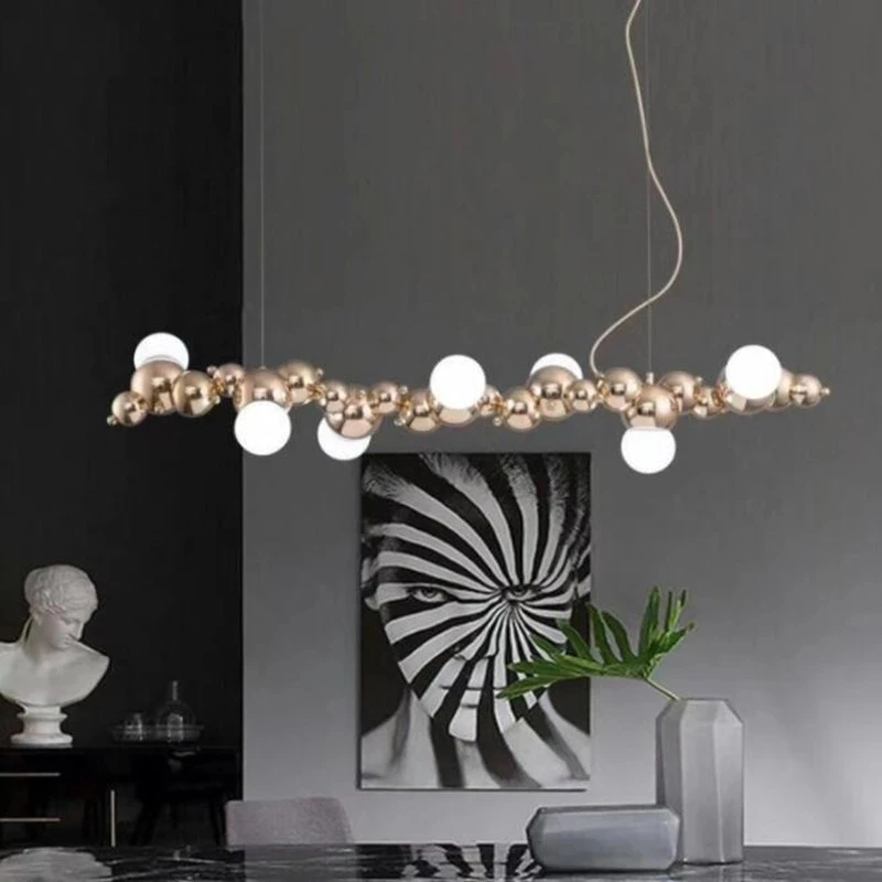 Новая скандинавская светодиодная люстра, Роскошная художественная гостиная, Креативная ДНК, Длинная подвесная лампа, Деко, подвесной светильник 0