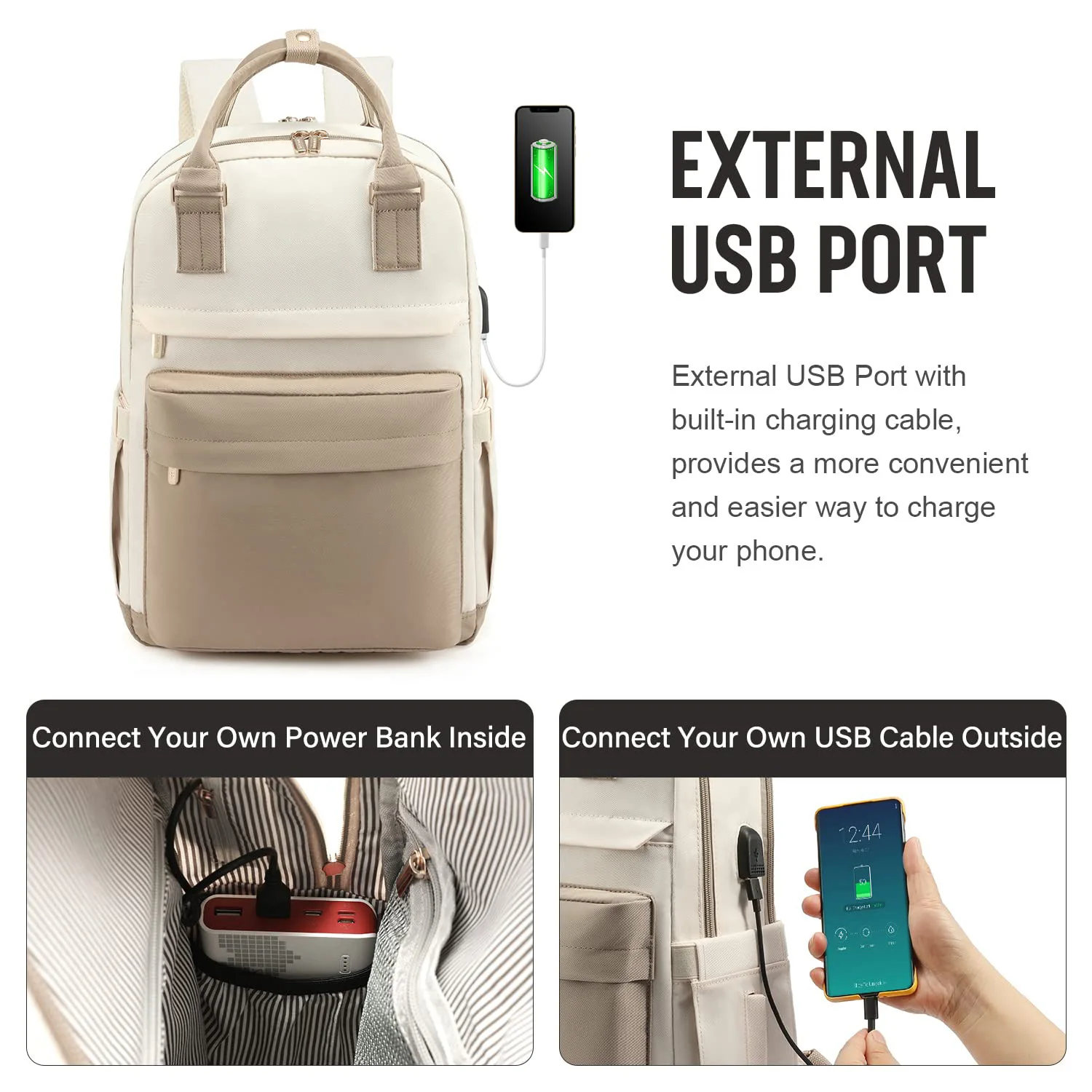 Новый женский модный рюкзак большой емкости с USB-портом для зарядки, рюкзак для ноутбука, портативная дорожная сумка, школьный ранец 5