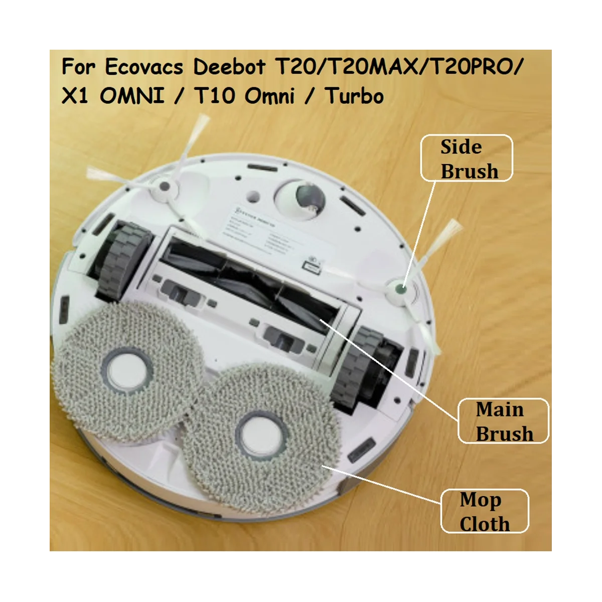 Основная боковая щетка, мешок для сбора пыли, Тканевый фильтр швабры для пылесоса Deebot T20/T20MAX/T20PRO/X1 OMNI/T10 Omni/Turbo 2