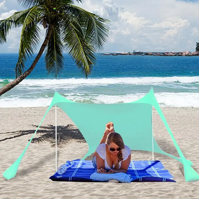 Палатка для пляжа Пляжная Палатка Солнцезащитный козырек С защитой UPF 50 Переносная Тень Пляжная Палатка Навес С 4 мешками с песком Солнцезащитный козырек Пляж 1