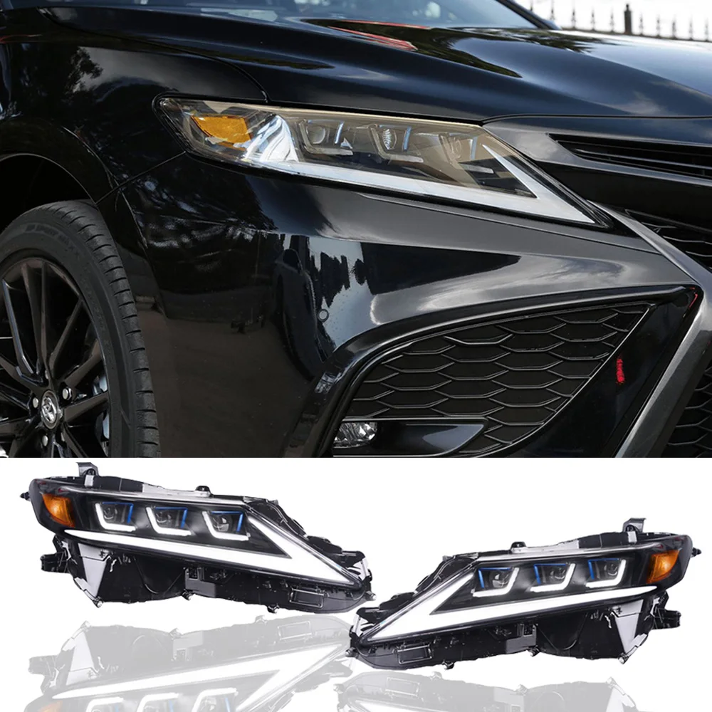 Пара автомобильных фар В сборе для Toyota Camry 2018-2023 Автомобильный передний фонарь Plug & Play Автоматическая светодиодная система налобных фонарей 3