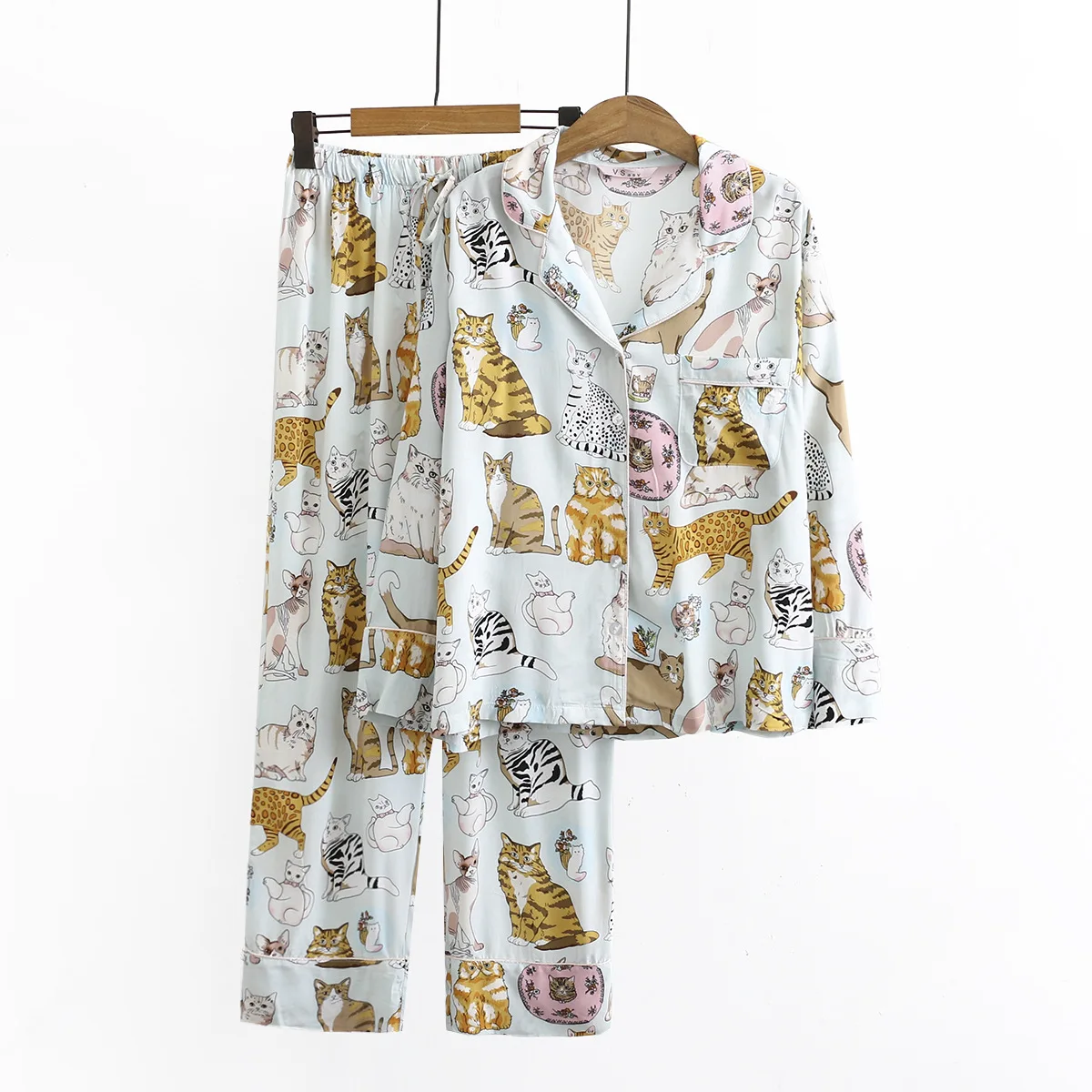 Пижамный комплект домашней одежды с принтом для женщин, весна и осень 2022, Новейшая милая хлопковая свободная и удобная женская пижама Dormir 1