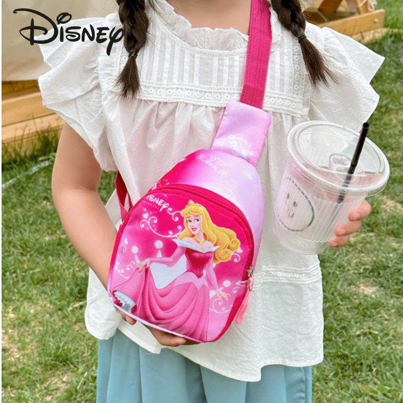 Принцесса Диснея Новая детская нагрудная сумка Модная высококачественная спортивная нагрудная сумка Мультяшная многофункциональная детская сумка-мессенджер 5