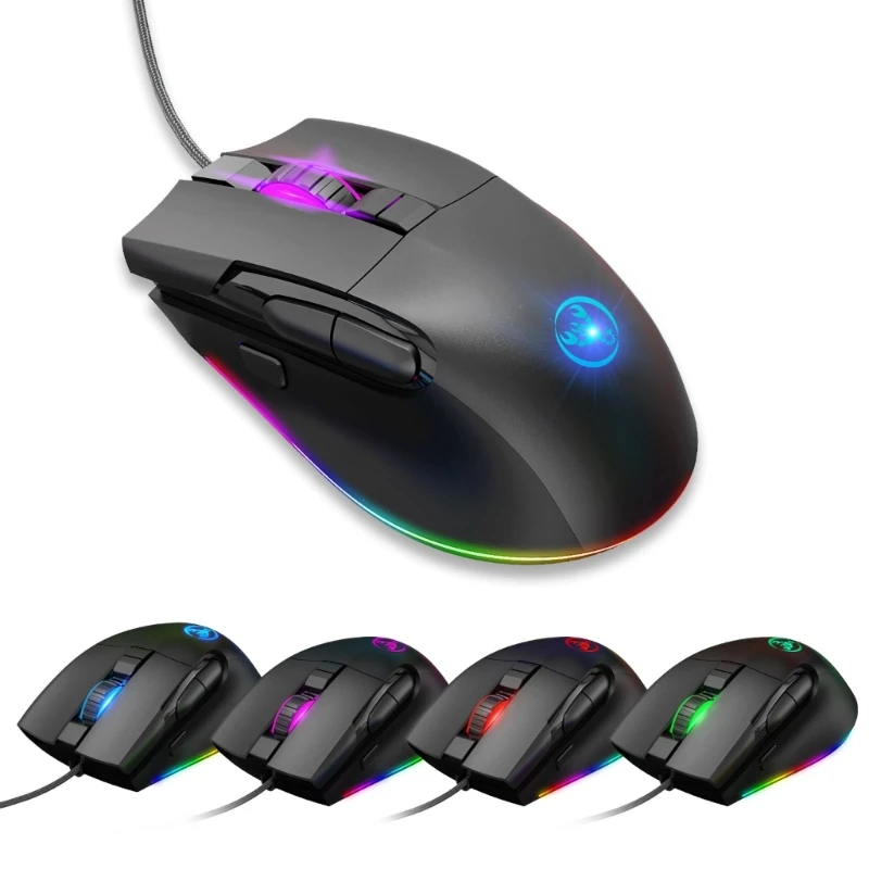 Проводная клавиатура RGB 61 клавиша, игровая полноразмерная комбинированная клавиатура и мышь, эргономичная T5EE 4