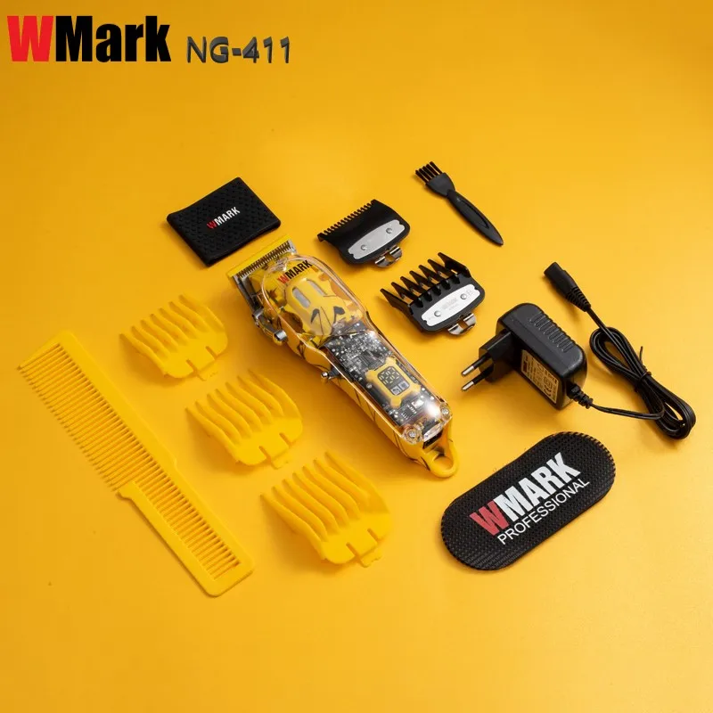 Профессиональный Беспроводной триммер для волос WMARK NG-411 желтого прозрачного цвета 4