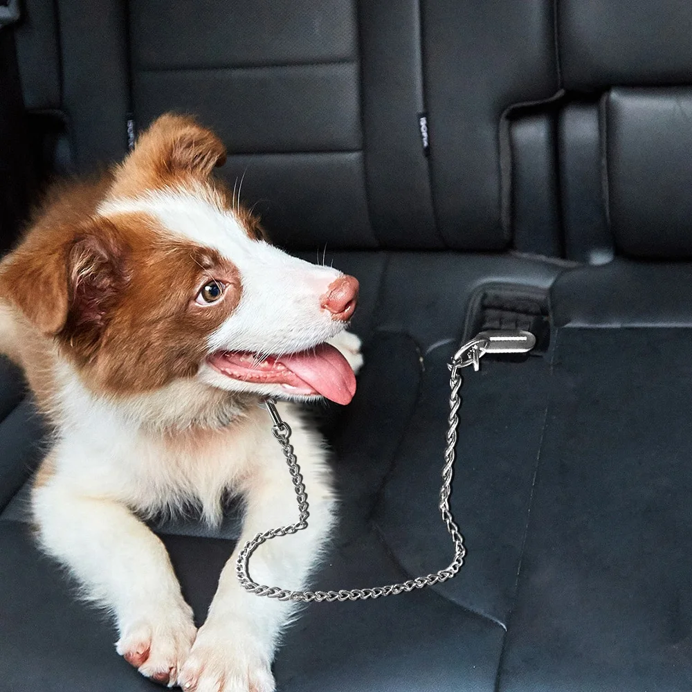 Ремень безопасности Автомобиля Для Собак Из Нержавеющей Стали Ремень Безопасности Без Жевания Сверхмощный Ремень Безопасности Автомобиля Для Домашних Животных Поводок Для Маленьких Средних И Крупных Собак Зоотовары  3