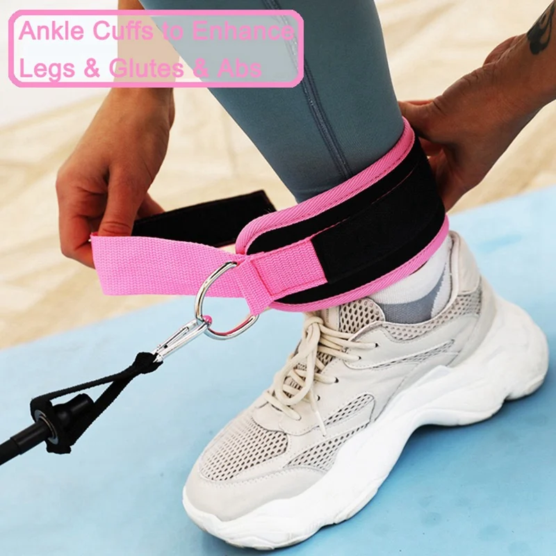 Ремешки на лодыжках для фитнеса, Регулируемые манжеты для поддержки ног с D-образным кольцом, Силовые тренировки для ног, Шкив с пряжкой, защита для спортивных ног 3