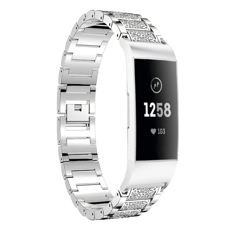 Роскошный Ремешок для часов Bling Ремешок для Fitbit Charge 3/4 из нержавеющей Стали, Сменный Кристалл, Регулируемые Ремешки, Металлический Браслет 1