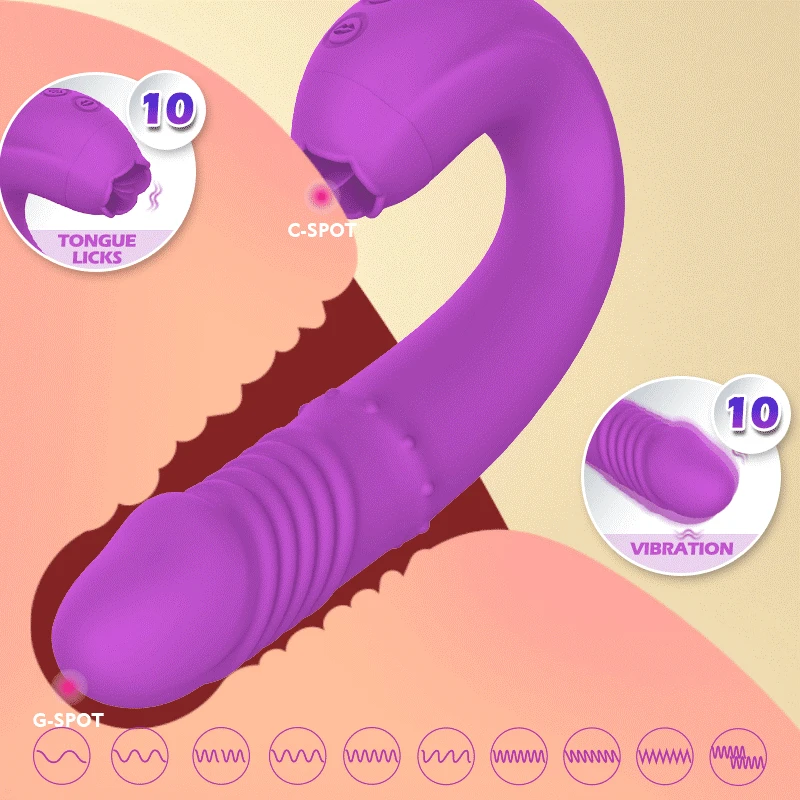 Секс-игрушки HESEKS 3в1 для женщин, Стимулятор для лизания точки G, Клитора, Фаллоимитатор с языком, Вибратор, Игрушки Для Секса для взрослых, Женский Мастурбатор 5