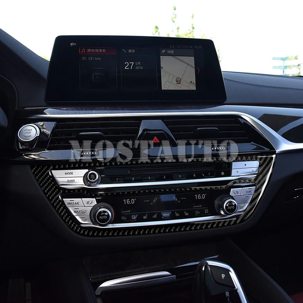 Серия G30 G38 Внутренняя отделка Центральной консоли из мягкого Углеродного Волокна, накладка на CD-панель для BMW 5 2018-2021, 1 шт. 3