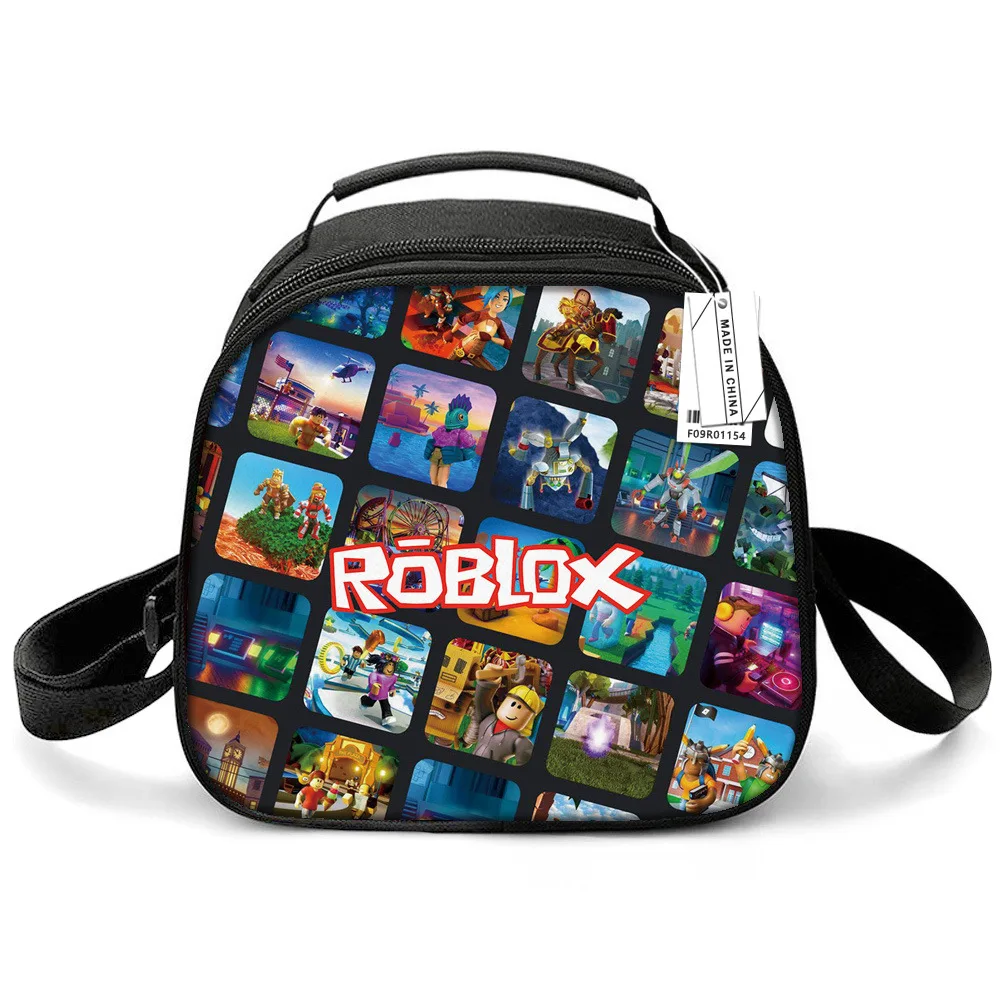 Сумка для ланча Roblox, сумка для пикника для учащихся начальной школы, Круглая сумка для льда, Сумка для еды с принтом Roblox, Переносная Мультяшная сумка для еды 5